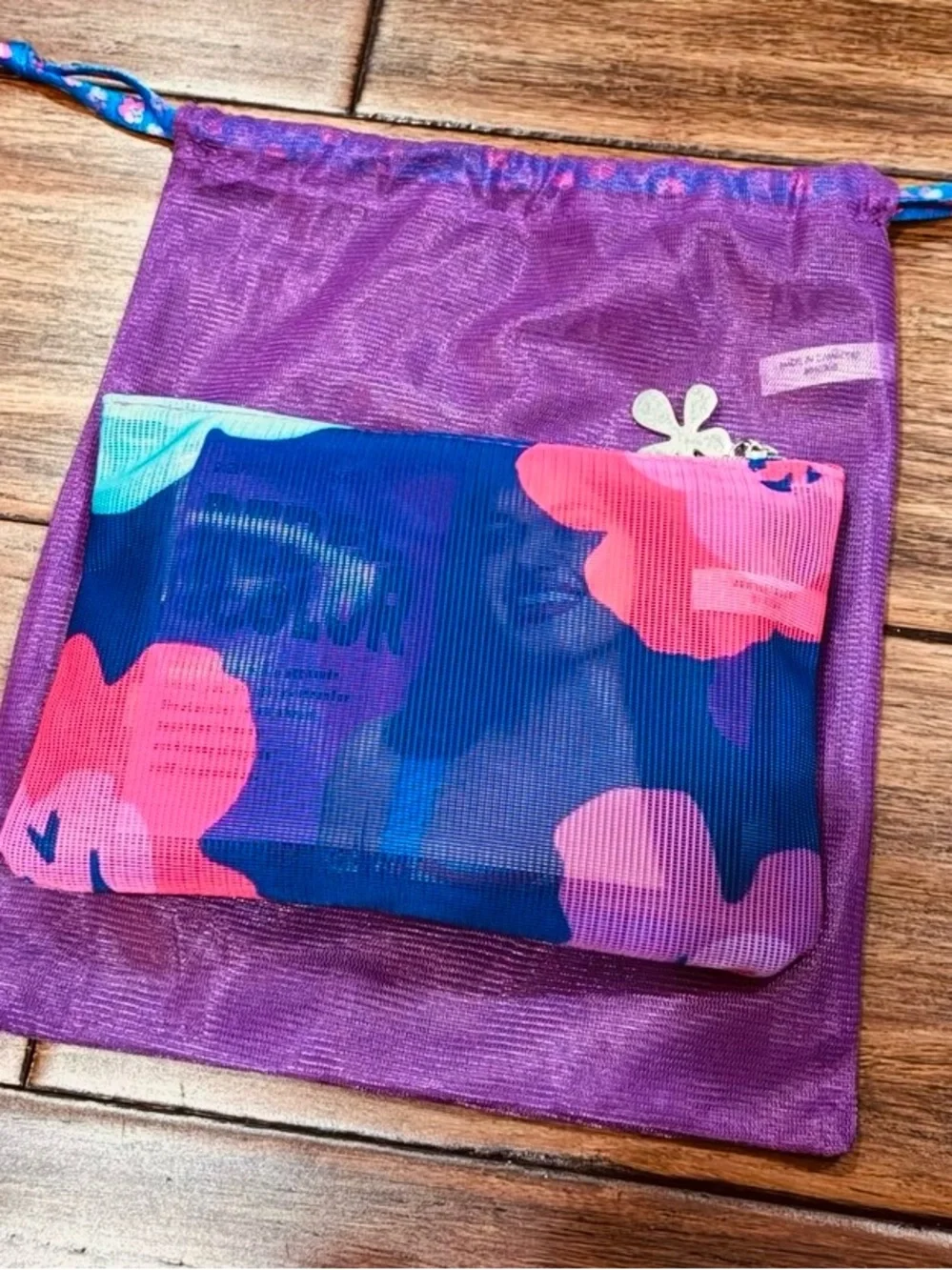 IPSY Glam Purple & Floral Mesh Cosmetic Bags